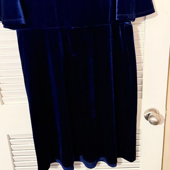 Tiana B Sapphire Blue Velvet Faux Wrap Party Dress 1X - Picture 11 of 11